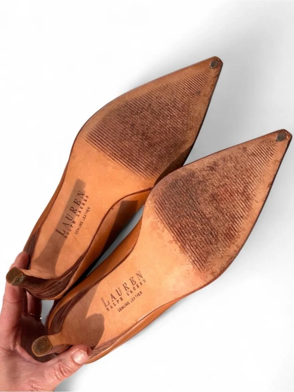 Ralph Lauren Pointed Toe Cutout Flats - Brown
